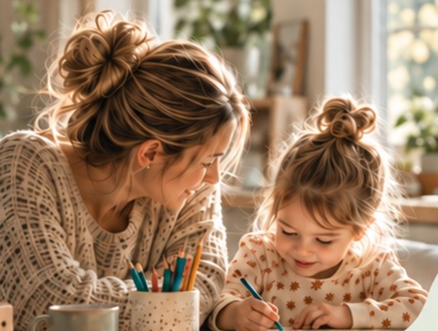 Gemeinsame kreative Familienzeit am Tisch